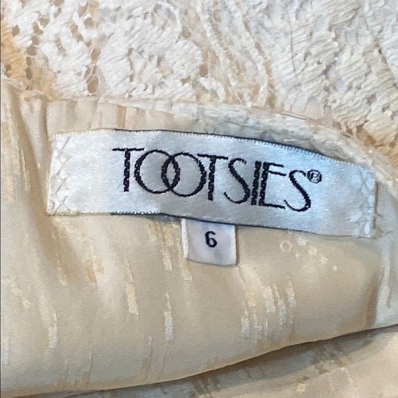 Tootsies Cream Lace & Beaded Sheath Dress with Spaghetti Straps and  Slit - Picture 2 of 9